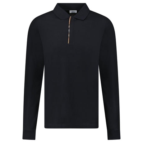 Burberry 'Hartford' Long Sleeve Check Placket Zip Polo Black - Boinclo - Outlet Sale Under Retail