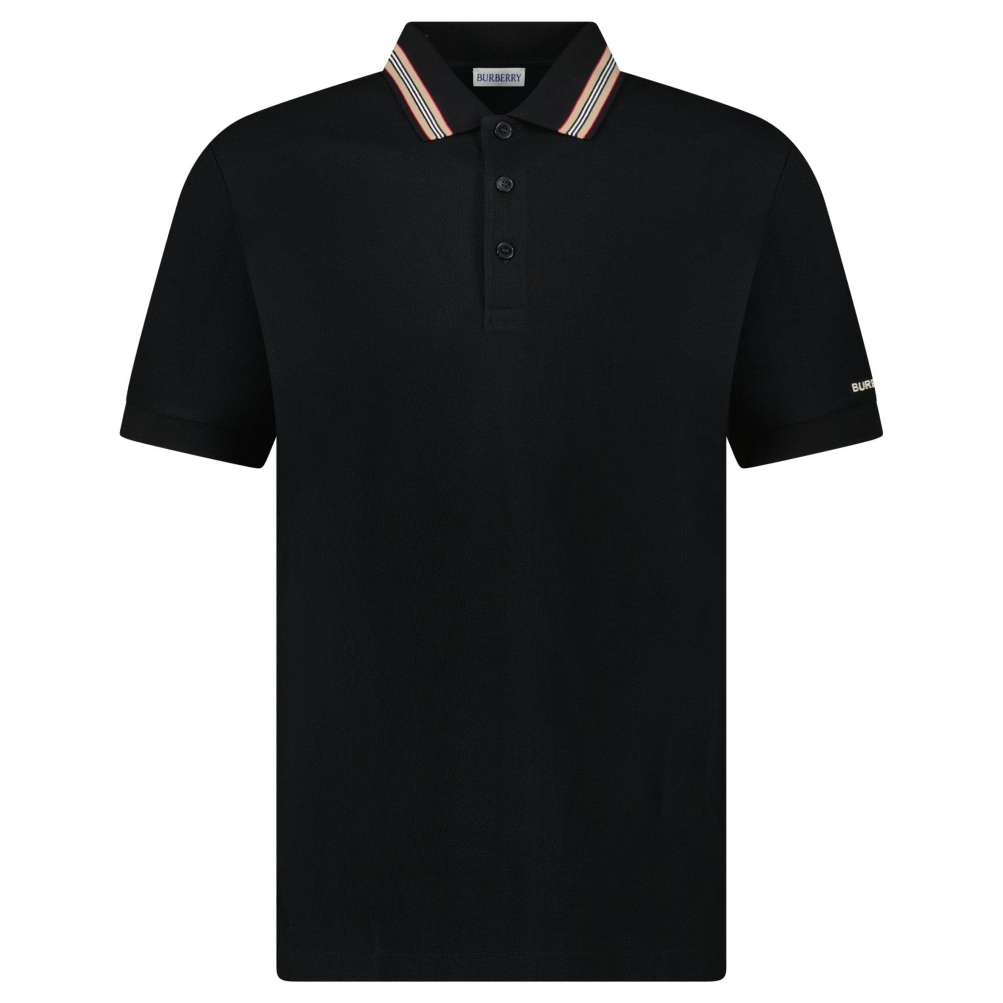 Color variation of Burberry ‘Hartford’ Striped Check Short Sleeve Polo in Black