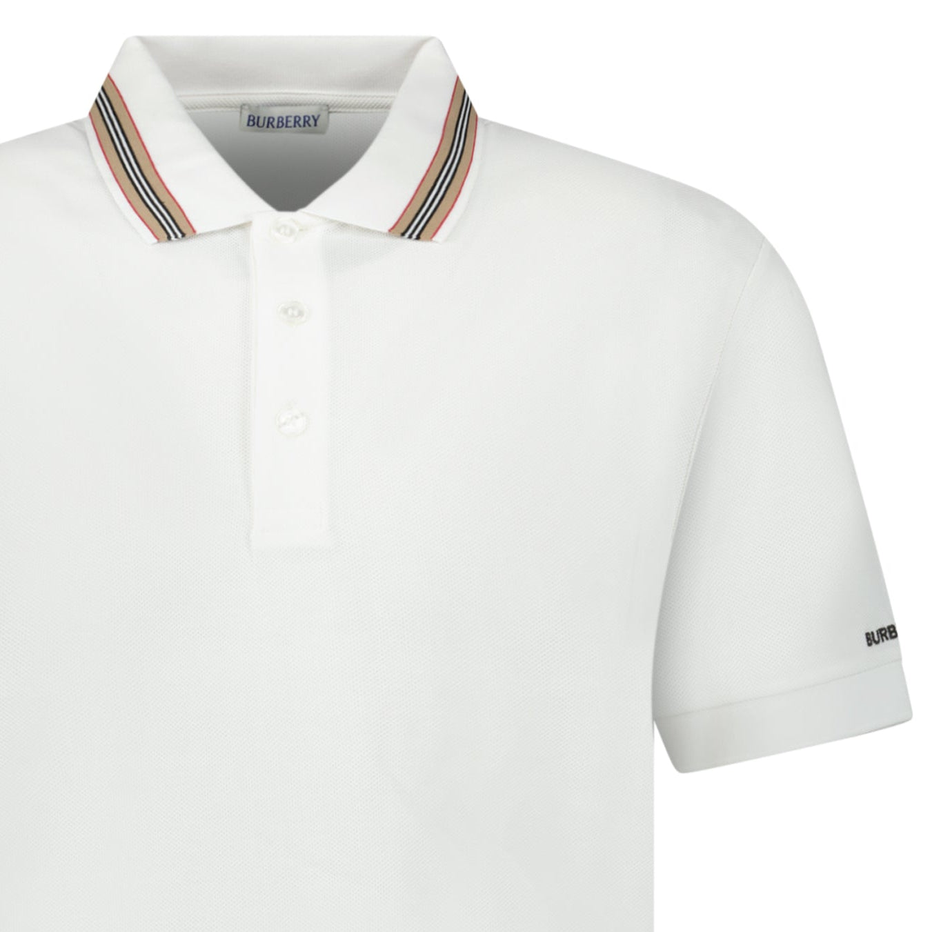 Burberry 'Hartford' Striped Check Short Sleeve Polo in White