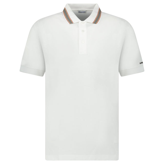 Burberry ‘Hartford’ Striped Check Short Sleeve Polo in White - Boinclo - Outlet Sale Under Retail