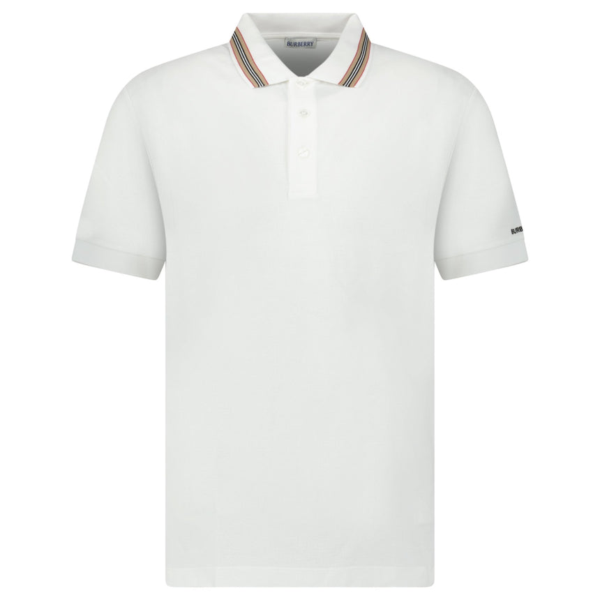Burberry ‘Hartford’ Striped Check Short Sleeve Polo in White - Boinclo - Outlet Sale Under Retail