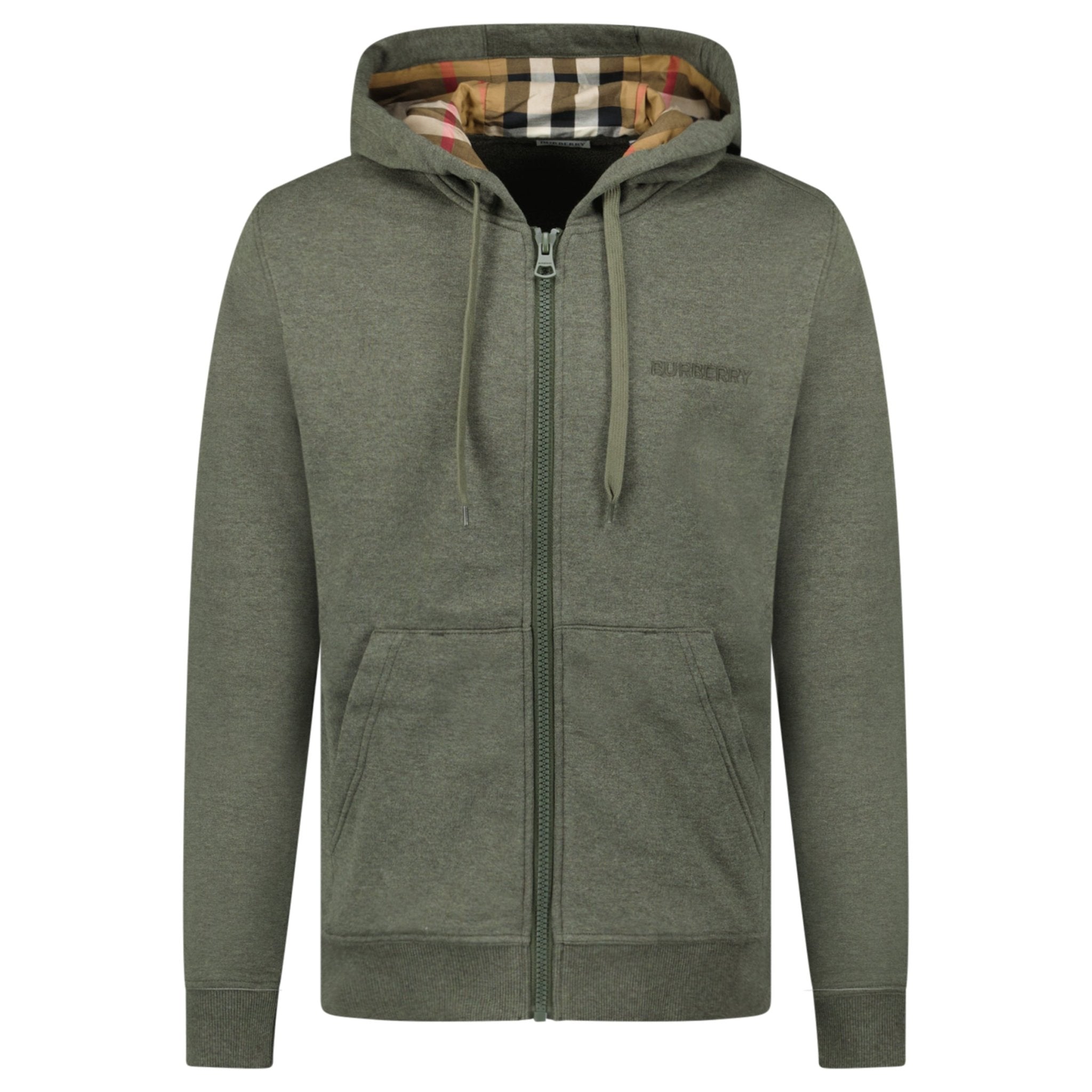 Color variation of Burberry 'Hove' Check Hoodie Khaki