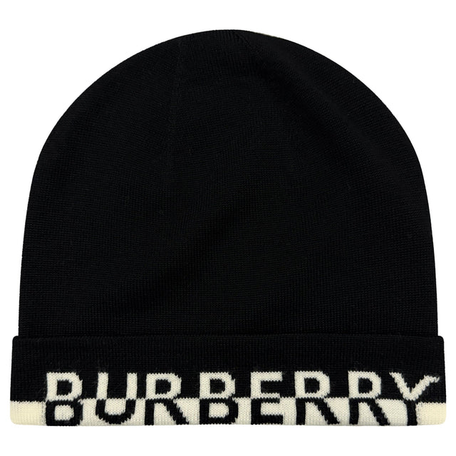 Burberry Logo Wool Beanie in Black & White - Boinclo - Outlet Sale Under Retail