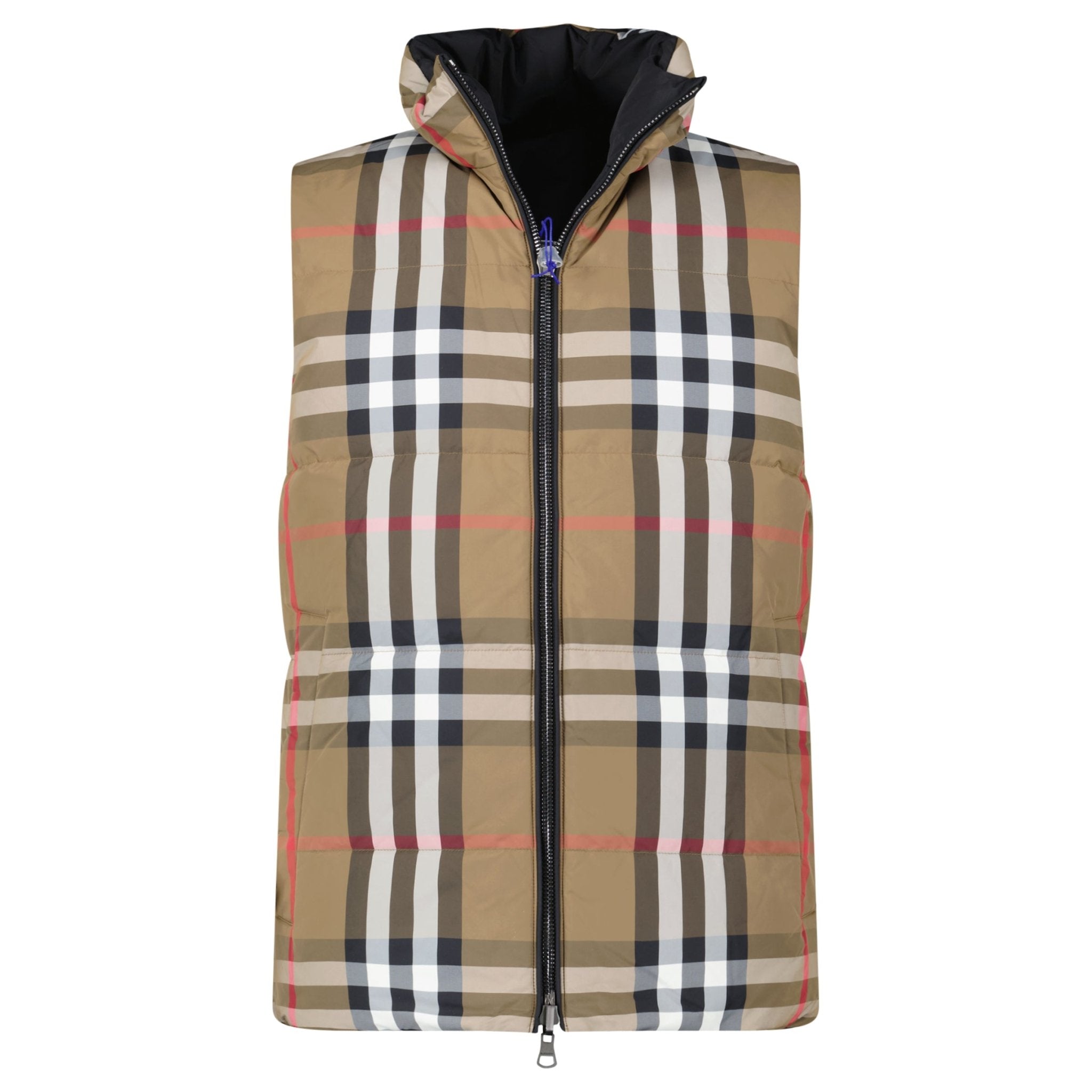 Burberry 'Lowick' Reversible Down Gilet Black & Check - Outlet