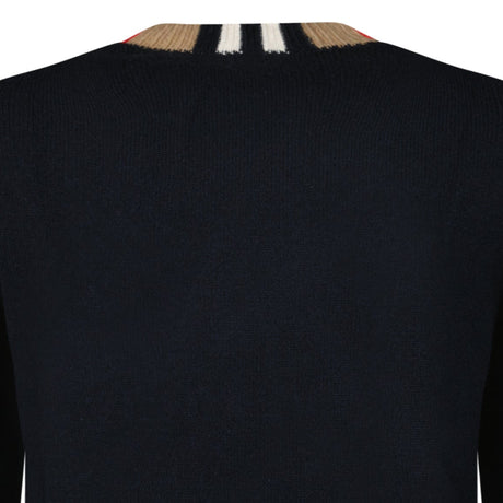 Burberry 'Noland' Knitted Wool/ Cashmere Jumper Check Neck Black - Boinclo - Outlet Sale Under Retail
