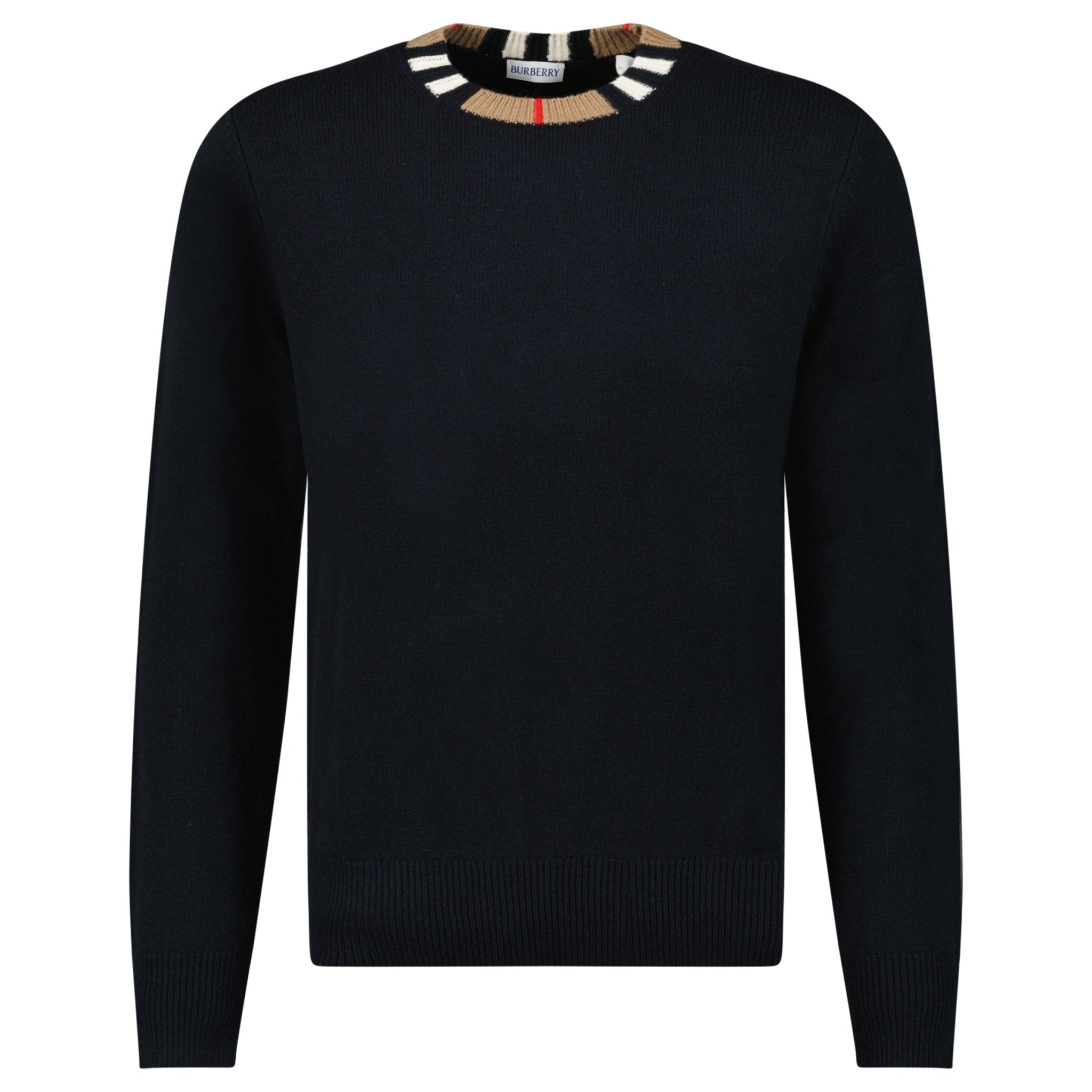 Color variation of Burberry 'Noland' Knitted Wool/ Cashmere Jumper Check Neck Black