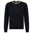 Burberry 'Noland' Knitted Wool/ Cashmere Jumper Check Neck Black - Boinclo - Outlet Sale Under Retail