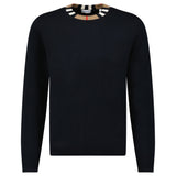 Burberry 'Noland' Knitted Wool/ Cashmere Jumper Check Neck Black - Boinclo - Outlet Sale Under Retail