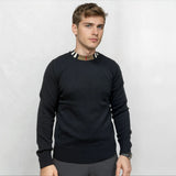 Burberry 'Noland' Knitted Wool/ Cashmere Jumper Check Neck Black - Boinclo - Outlet Sale Under Retail