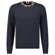 Burberry 'Noland' Knitted Wool/ Cashmere Jumper Check Neck Charcoal Grey - Boinclo - Outlet Sale Under Retail