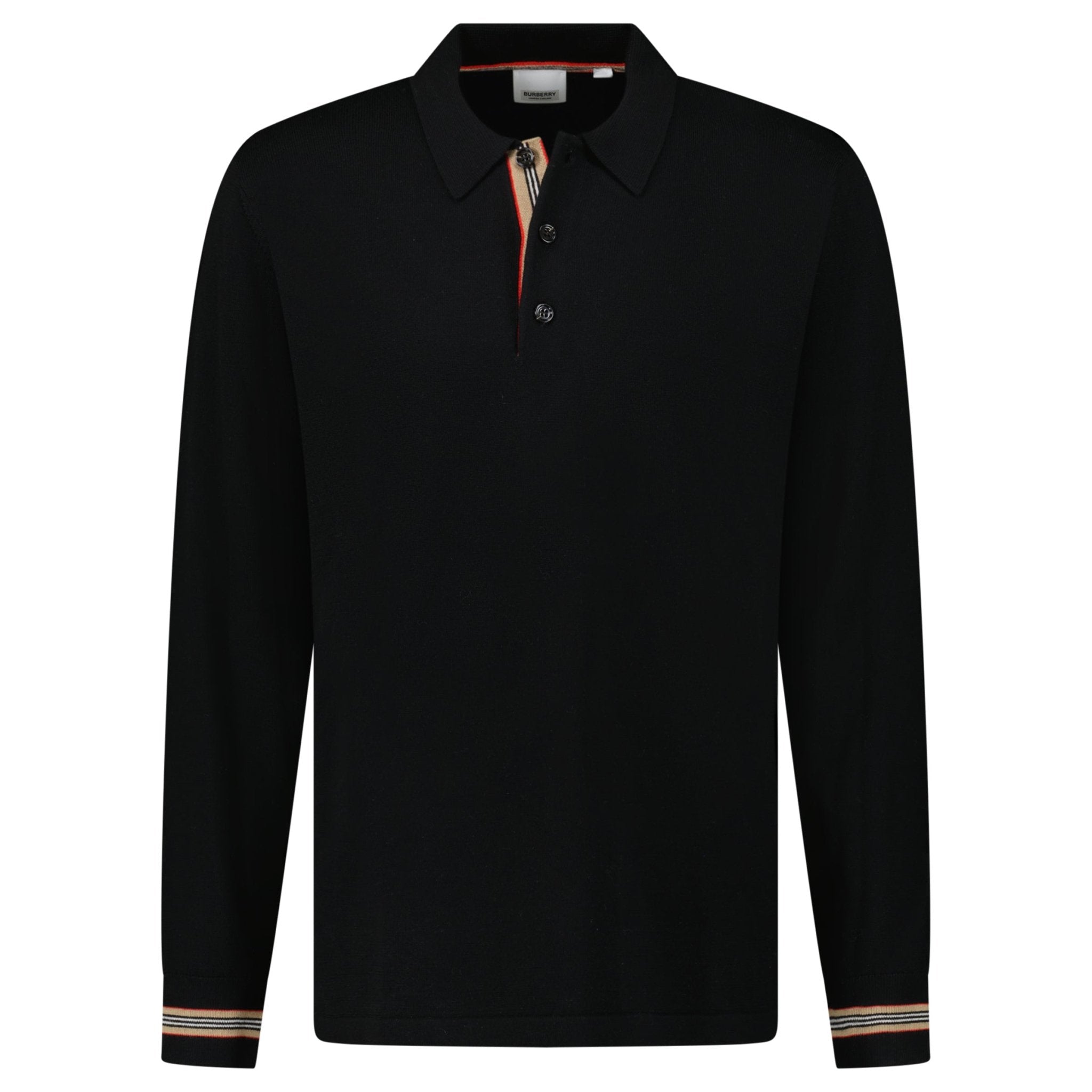 Color variation of Burberry 'Pace' Signature Stripe Wool Polo Black