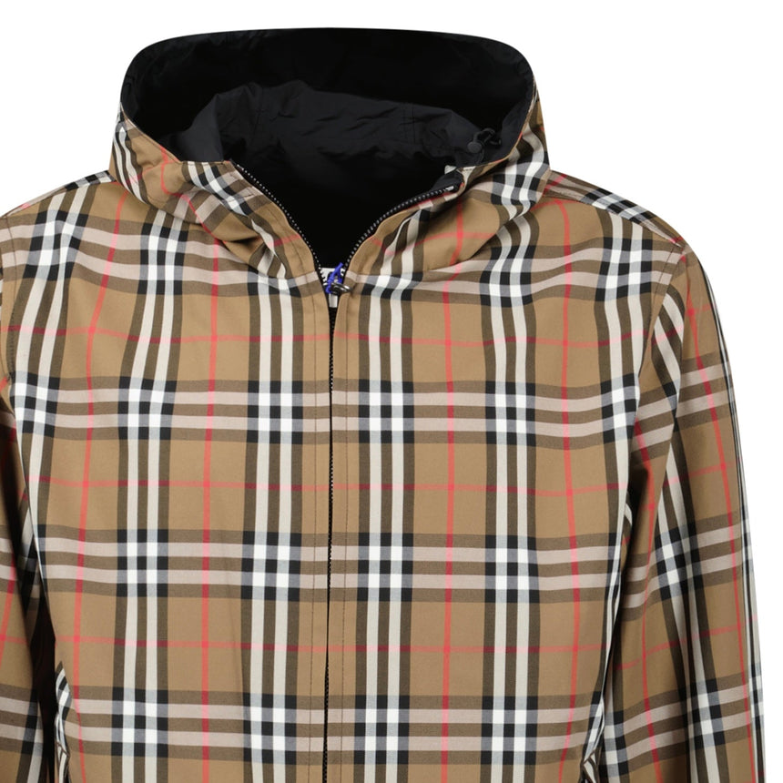 Burberry 'Stanford' Zip - Up Check Reversible Hooded Jacket Black & Check - Boinclo - Outlet Sale Under Retail