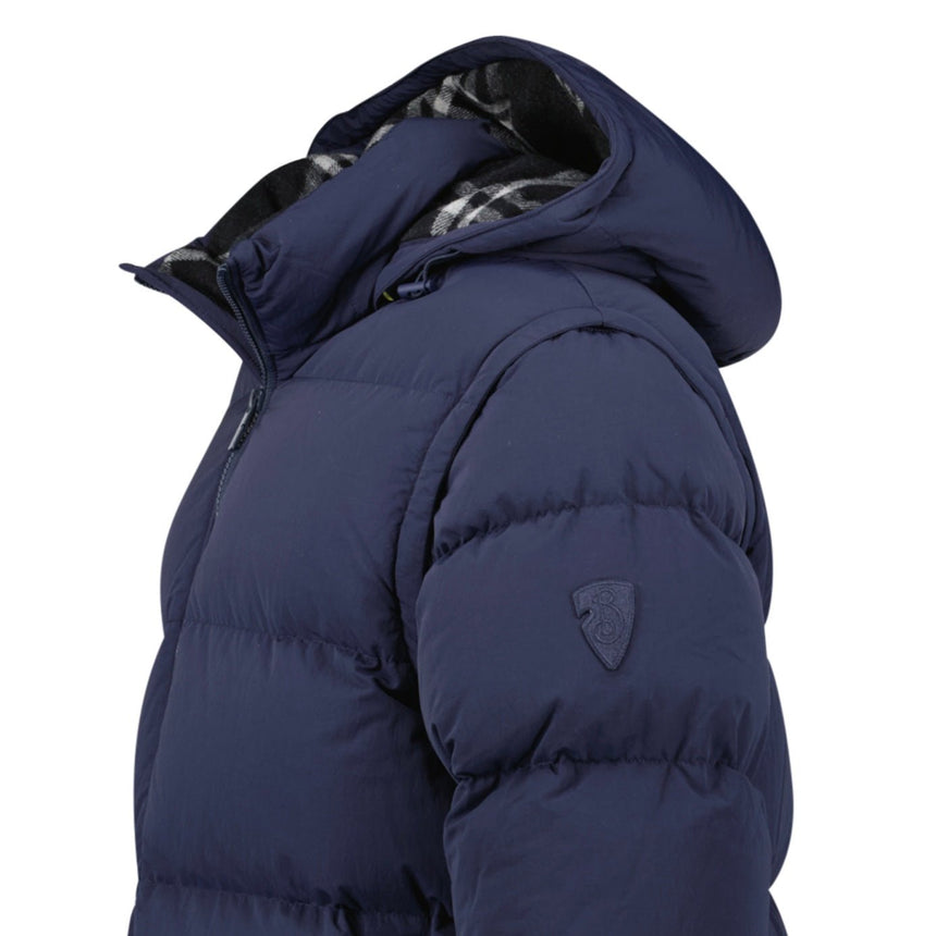 Burberry Technical Nylon Puffer Coat / Gilet in Navy - Boinclo - Outlet Sale Under Retail