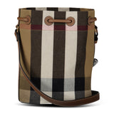 Burberry Check Canvas Small Bucket Bag in Taupe Brown - Boinclo - Outlet Sale Under Retail