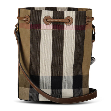 Burberry Check Canvas Small Bucket Bag in Taupe Brown - Boinclo - Outlet Sale Under Retail