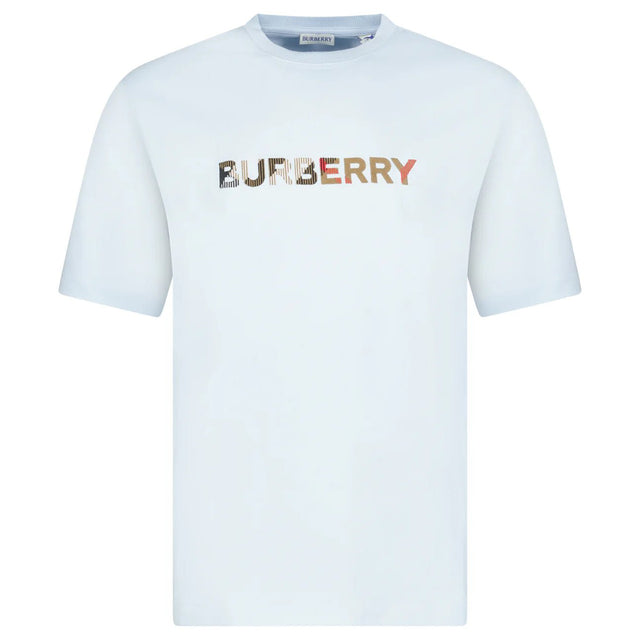 Burberry Check Logo Embroidered T-Shirt Light Blue - Boinclo - Outlet Sale Under Retail