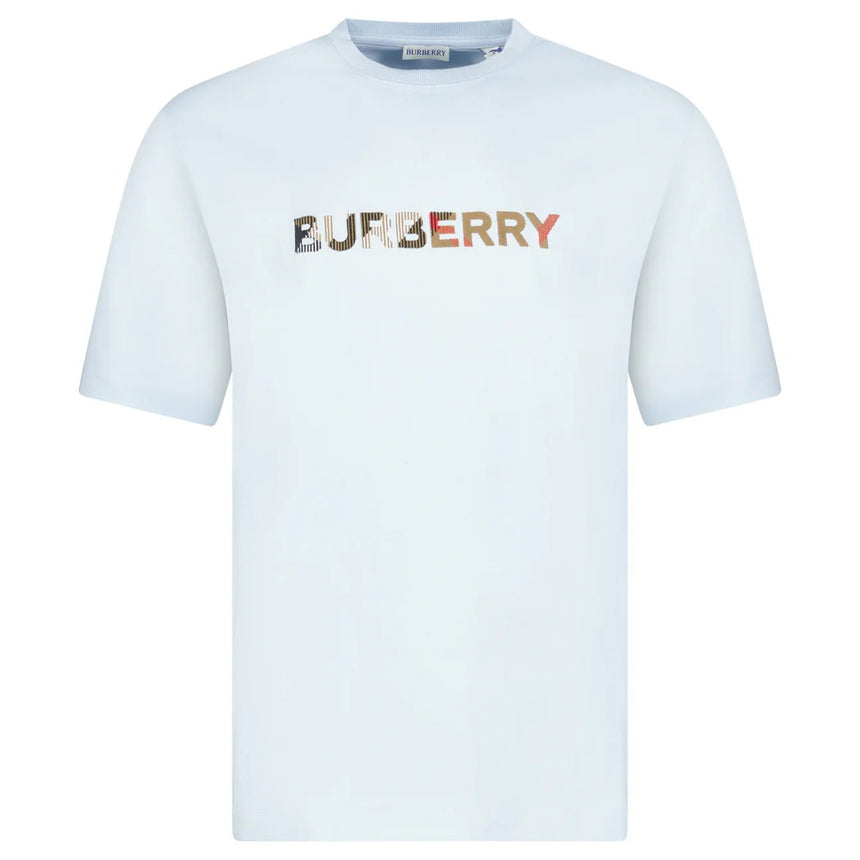 Burberry Check Logo Embroidered T-Shirt Light Blue - Boinclo - Outlet Sale Under Retail
