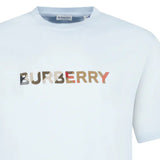 Burberry Check Logo Embroidered T-Shirt Light Blue - Boinclo - Outlet Sale Under Retail