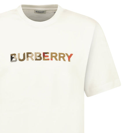 Burberry Check Logo Embroidered T-Shirt White - Boinclo - Outlet Sale Under Retail