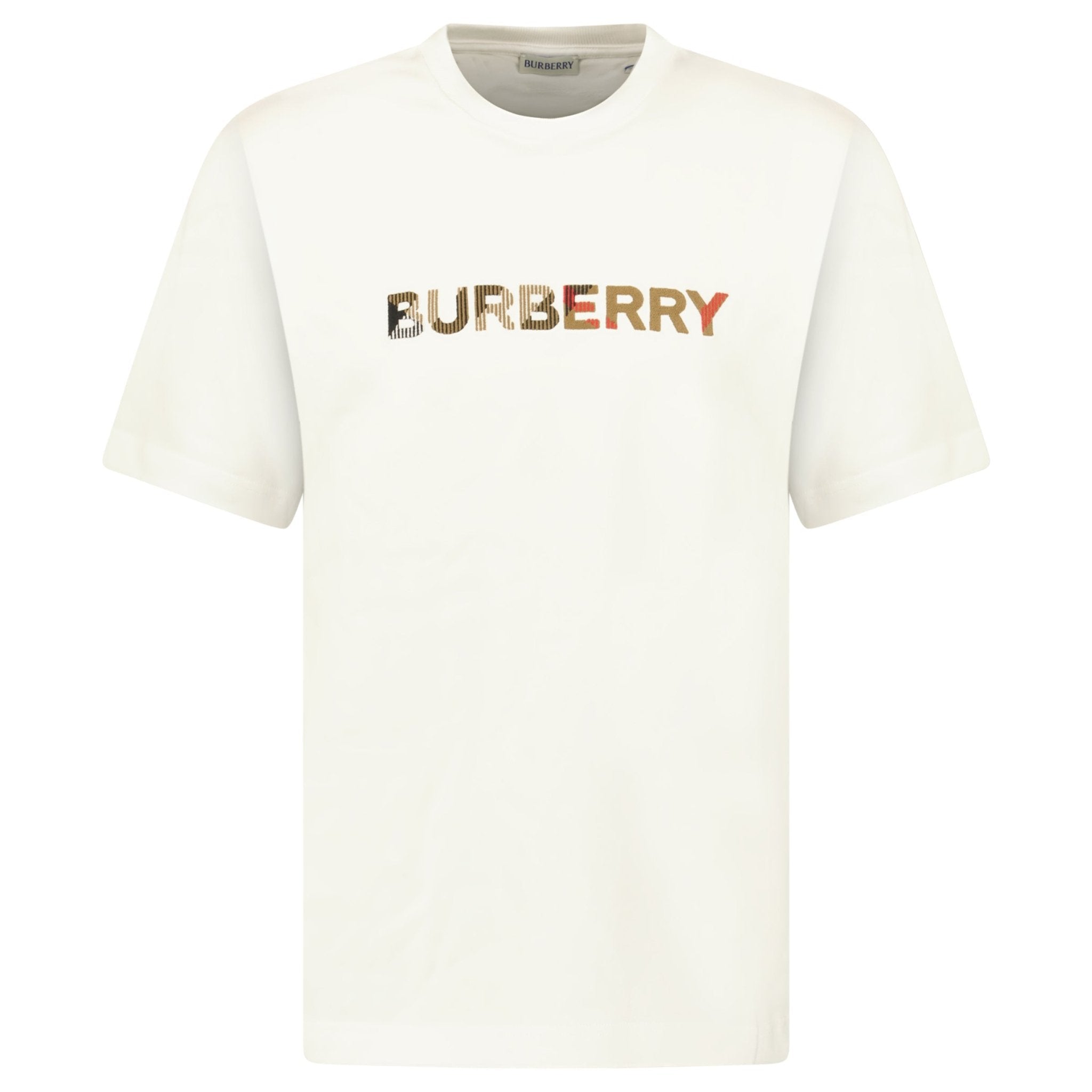 Color variation of Burberry Check Logo Embroidered T-Shirt White