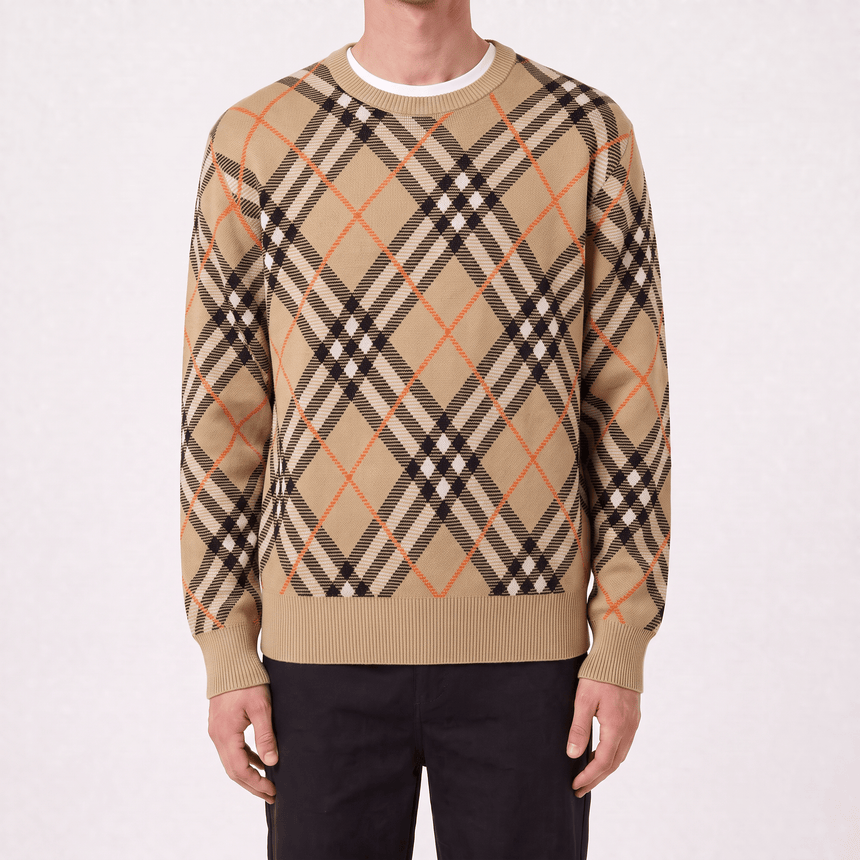 Burberry Check Long-Sleeve Sweatshirt in Beige - Boinclo - Outlet Sale Under Retail