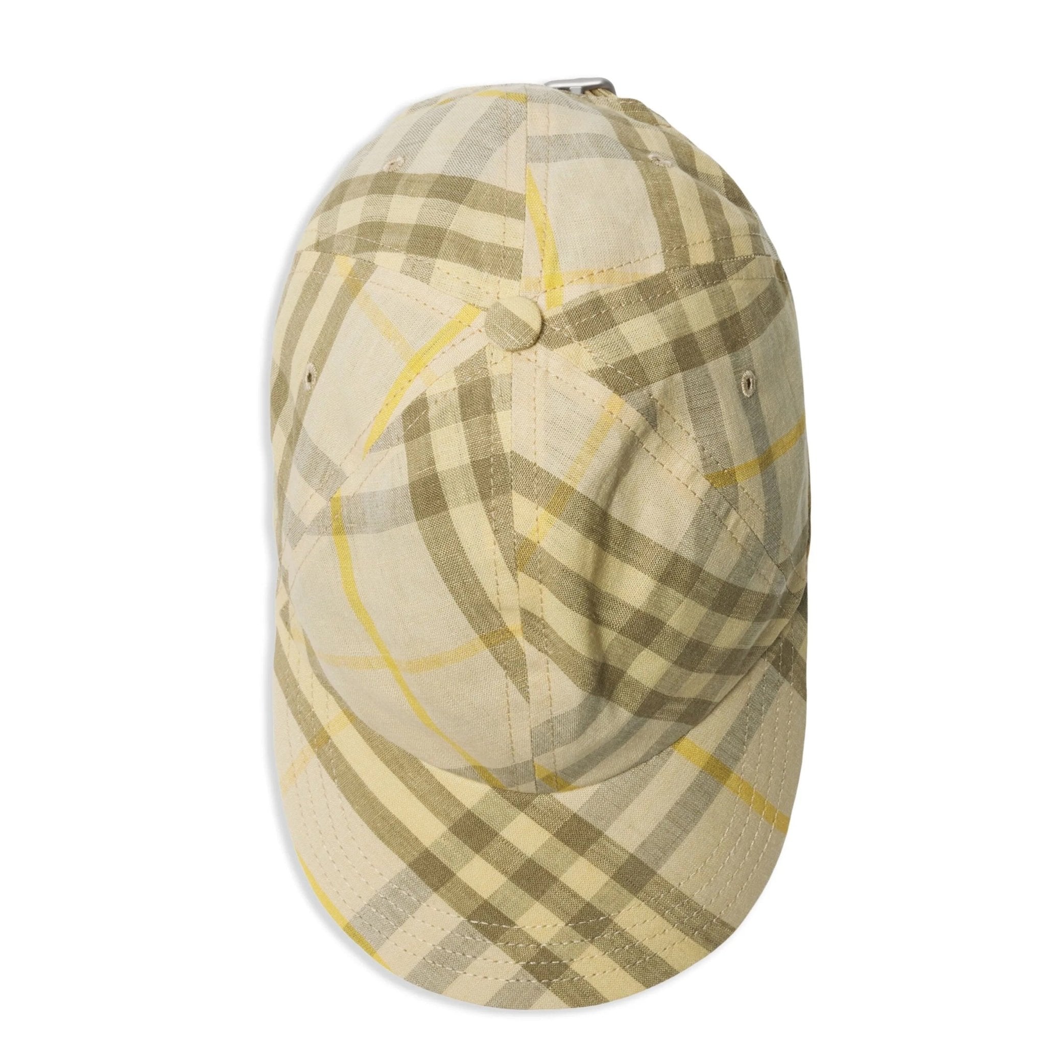 Burberry Checked Linen Cap Wheat Yellow - Outlet Sale Always Under