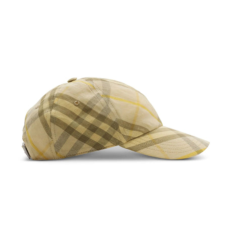 Burberry Checked Linen Cap Wheat Yellow - Boinclo - Outlet Sale Under Retail