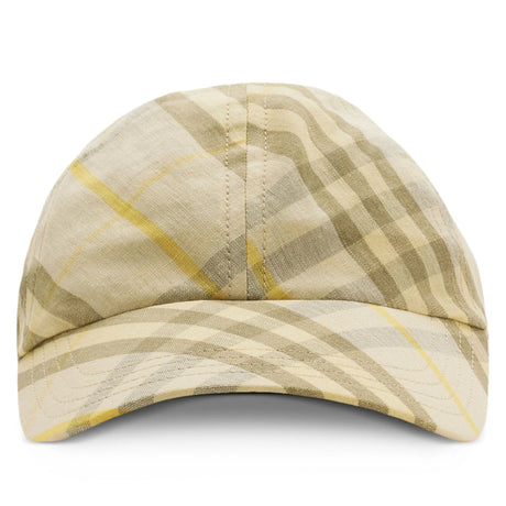 Burberry Checked Linen Cap Wheat Yellow - Boinclo - Outlet Sale Under Retail