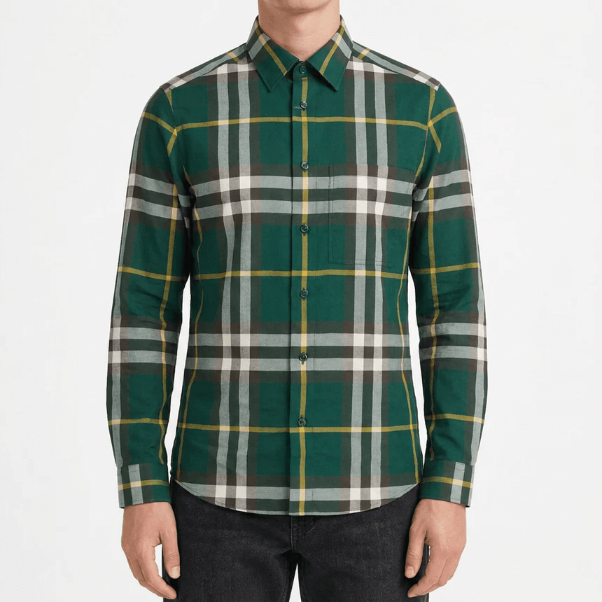 Burberry Claverdon Large Check Cotton Shirt in Ivy Green - Boinclo - Outlet Sale Under Retail