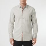 Burberry Claverdon Long-Sleeved Poplin Shirt in Laurel Green Melange - Boinclo - Outlet Sale Under Retail