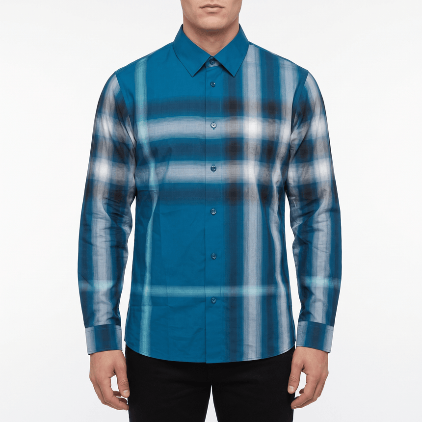 Burberry Claverdon Maxi Check Cotton Shirt in Pacific Blue - Boinclo - Outlet Sale Under Retail