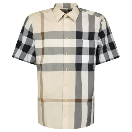 Burberry Claverdon Short-Sleeved Check Stretch Cotton Shirt in Modern Beige - Boinclo - Outlet Sale Under Retail