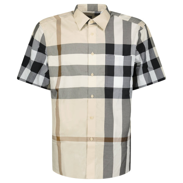 Burberry Claverdon Short-Sleeved Check Stretch Cotton Shirt in Modern Beige - Boinclo - Outlet Sale Under Retail
