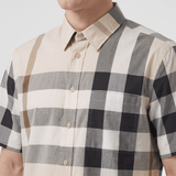 Burberry Claverdon Short-Sleeved Check Stretch Cotton Shirt in Modern Beige - Boinclo - Outlet Sale Under Retail