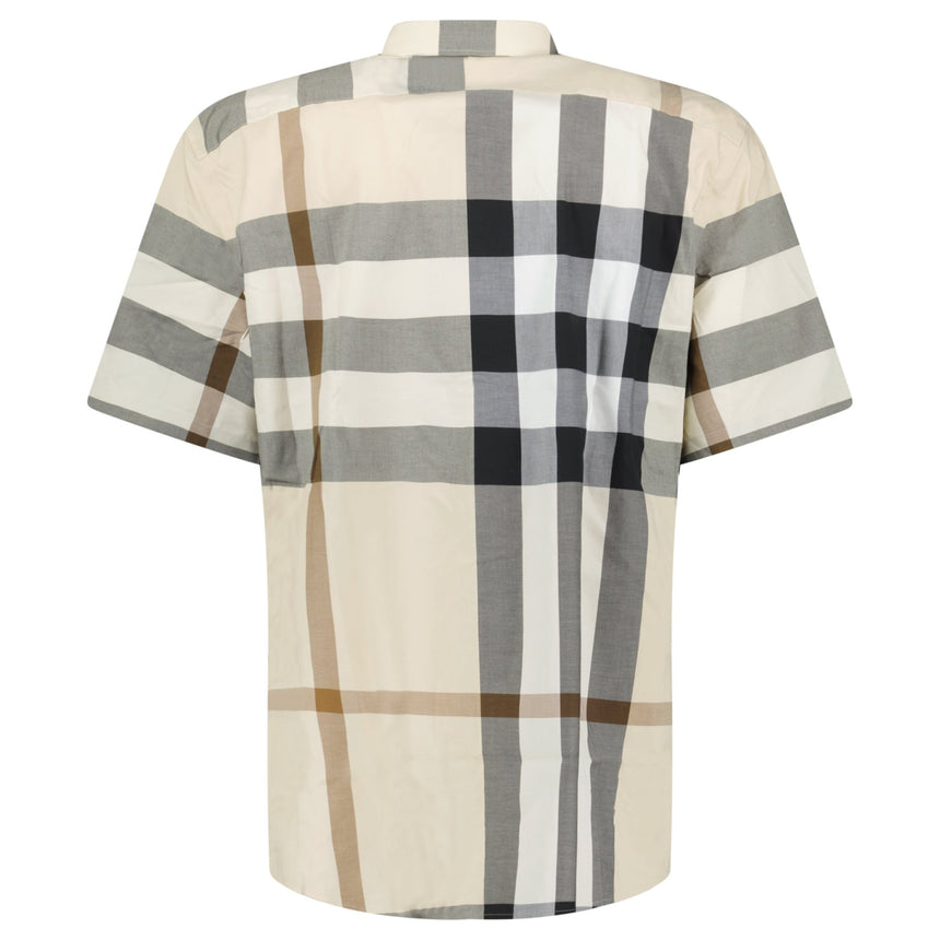 Burberry Claverdon Short-Sleeved Check Stretch Cotton Shirt in Modern Beige - Boinclo - Outlet Sale Under Retail