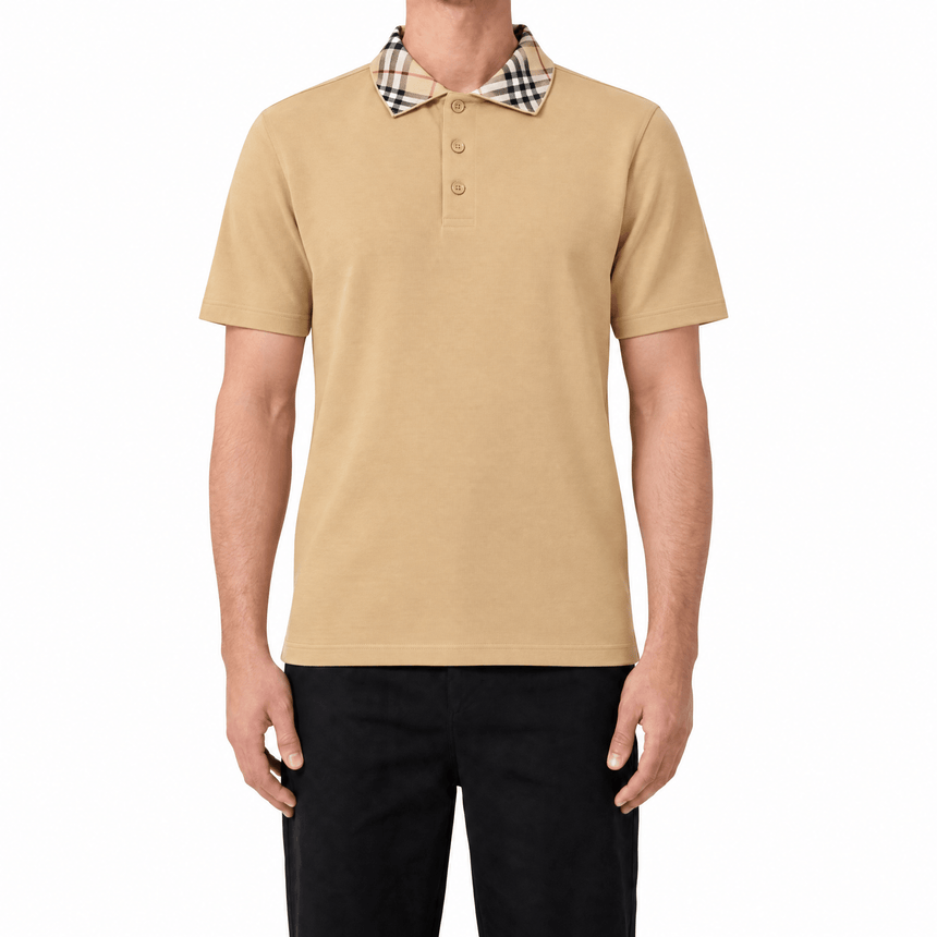 Burberry 'Cody' Check Short Sleeve Polo Shirt in Beige - Boinclo - Outlet Sale Under Retail