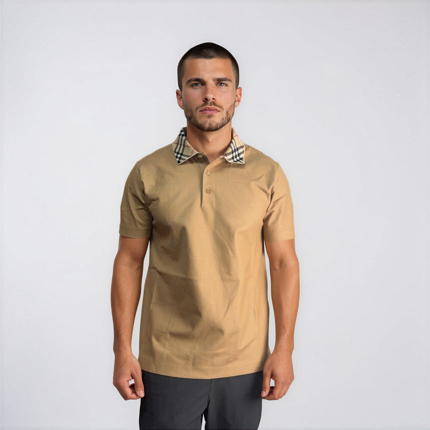 Burberry 'Cody' Check Short Sleeve Polo Shirt in Beige - Boinclo - Outlet Sale Under Retail