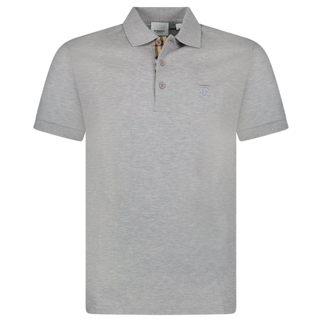 Burberry 'Eddie' TB Check Placket Polo - Shirt Grey - Boinclo - Outlet Sale Under Retail