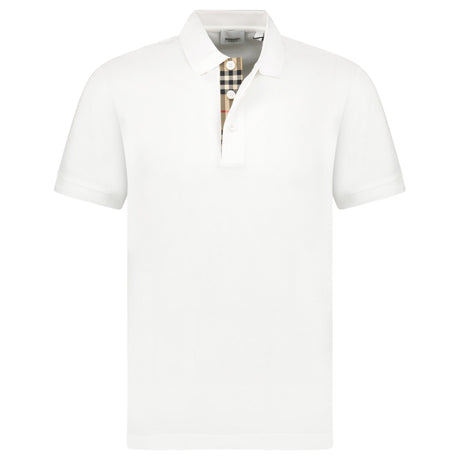 Burberry 'Eddie' TB Check Placket Polo-Shirt White - Boinclo - Outlet Sale Under Retail