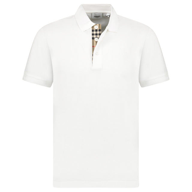 Burberry 'Eddie' TB Check Placket Polo-Shirt White - Boinclo - Outlet Sale Under Retail