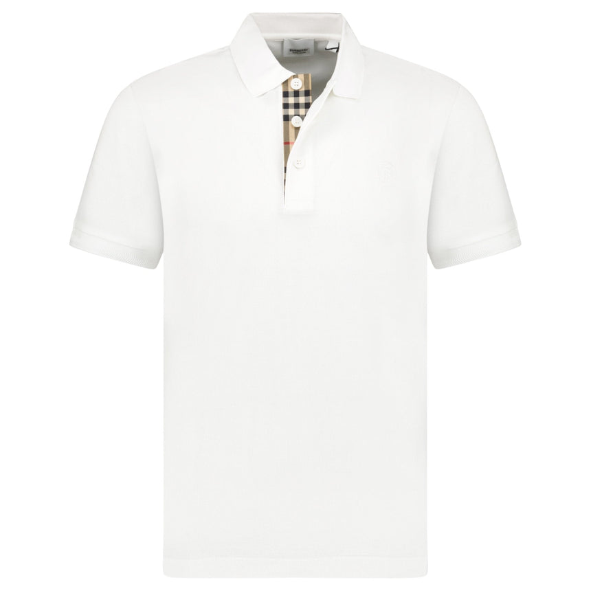 Burberry 'Eddie' TB Check Placket Polo-Shirt White - Boinclo - Outlet Sale Under Retail