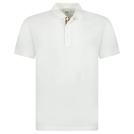 Burberry 'Eddie' TB Check Placket Polo - Shirt White - Boinclo - Outlet Sale Under Retail