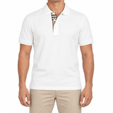 Burberry 'Eddie' TB Check Placket Polo-Shirt White - Boinclo - Outlet Sale Under Retail