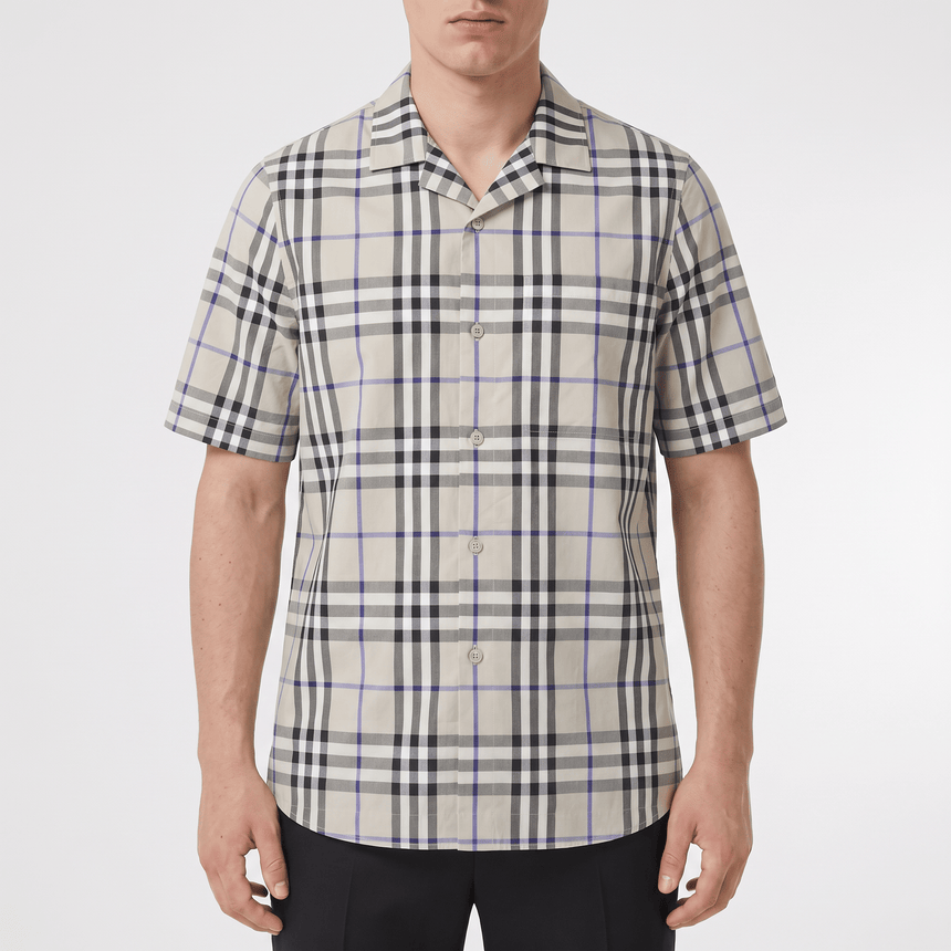 Burberry Elio Check Short-Sleeved Cotton Shirt in Lichen - Boinclo - Outlet Sale Under Retail