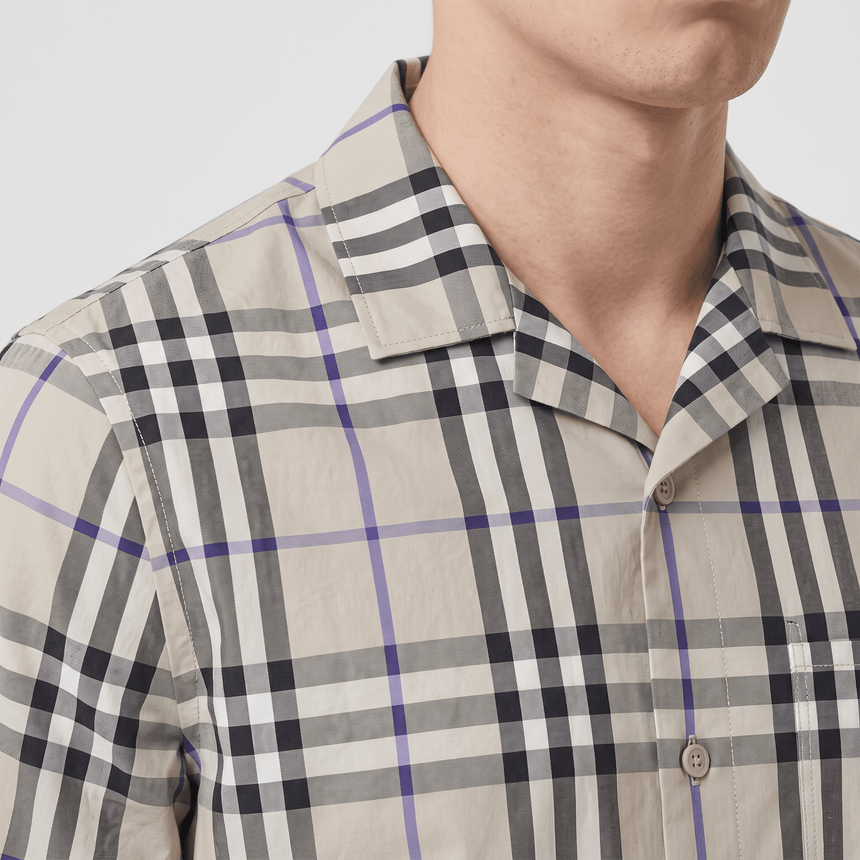 Burberry Elio Check Short-Sleeved Cotton Shirt in Lichen - Boinclo - Outlet Sale Under Retail