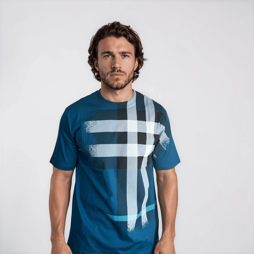 Burberry Ellison Check Print T-Shirt in Pacific Blue - Boinclo - Outlet Sale Under Retail