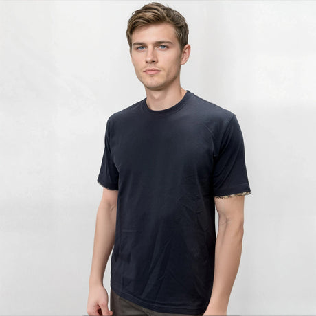 Burberry 'Ellison' Organic Cotton Check Sleeve Navy - Boinclo - Outlet Sale Under Retail