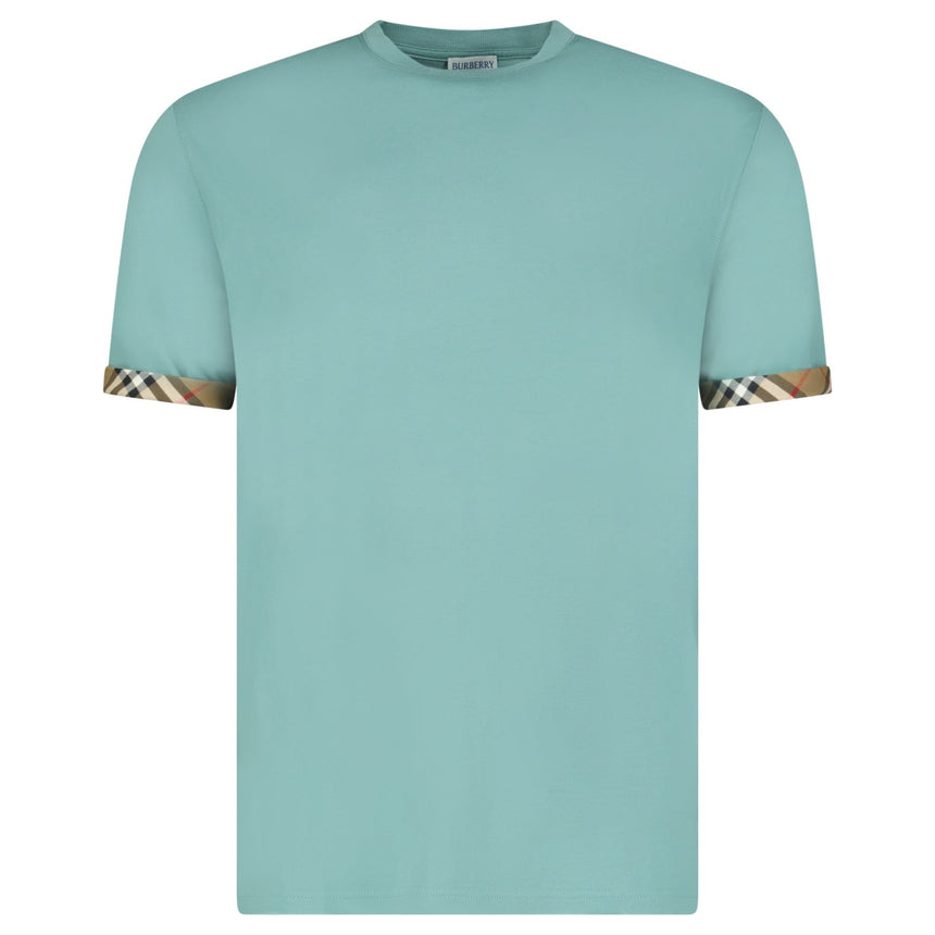 Burberry 'Ellison' Organic Cotton Check Sleeve Seaspray Green - Boinclo - Outlet Sale Under Retail