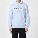 Burberry ‘Farley’ Logo Embroidered Hoodie in Light Blue - Boinclo - Outlet Sale Under Retail
