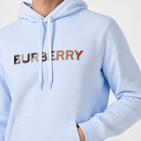 Burberry ‘Farley’ Logo Embroidered Hoodie in Light Blue - Boinclo - Outlet Sale Under Retail